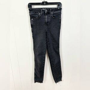 We The Free black wash frayed hem skinny jeans high rise size 26
